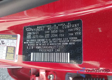 2022 Hyundai Elantra Sel z USA, uszkodzony, nr VIN KMHLS4AG4NU217217